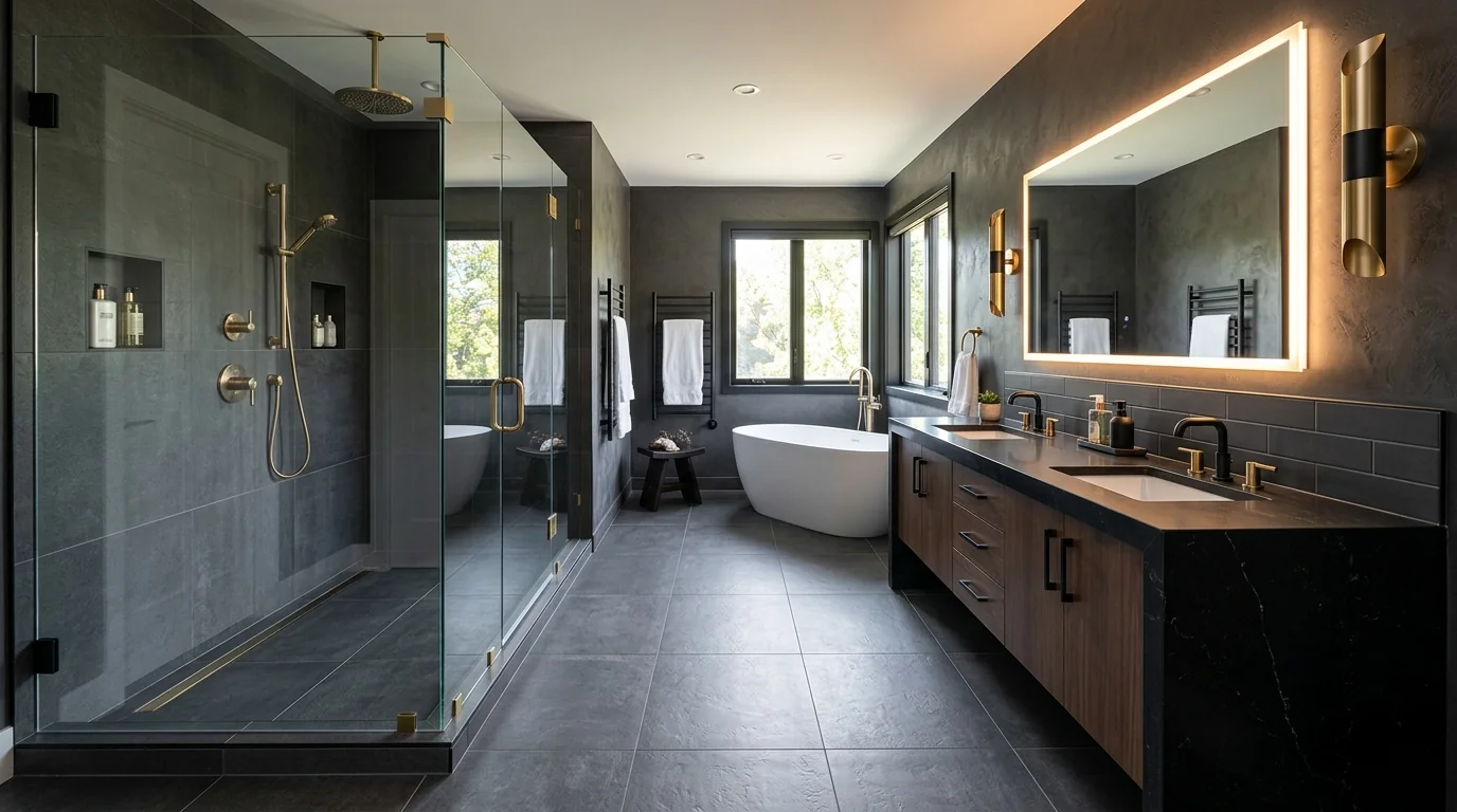 Completed luxury bathroom remodeling project in Conroe, TX by Bath and Shower Remodelers