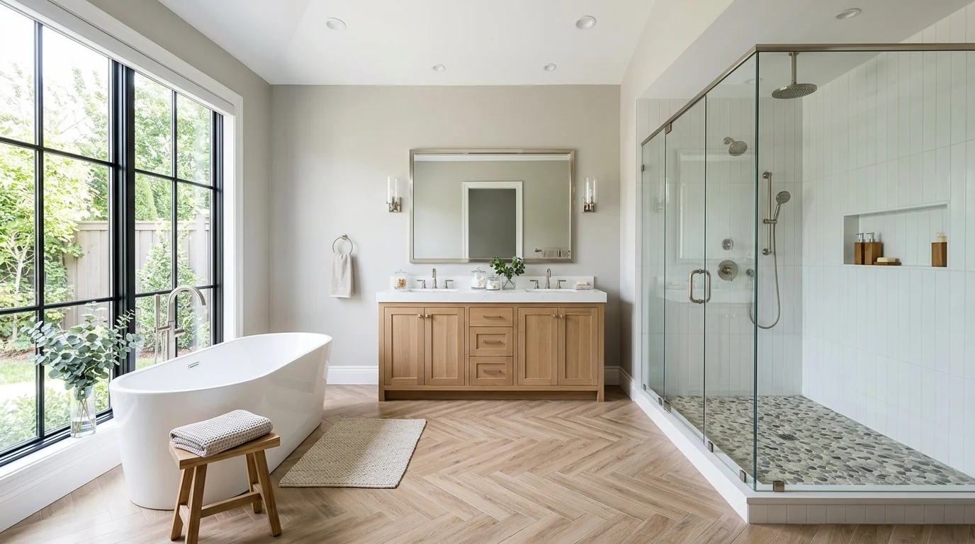 Completed master bathroom remodel project in Conroe, TX by Bath and Shower Remodelers