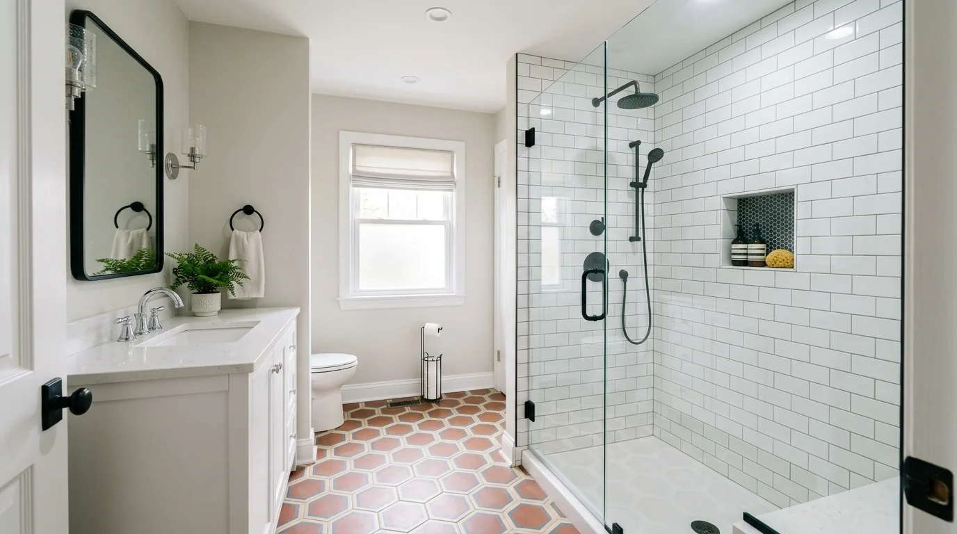 Completed partial bathroom remodel project in Conroe, TX by Bath and Shower Remodelers