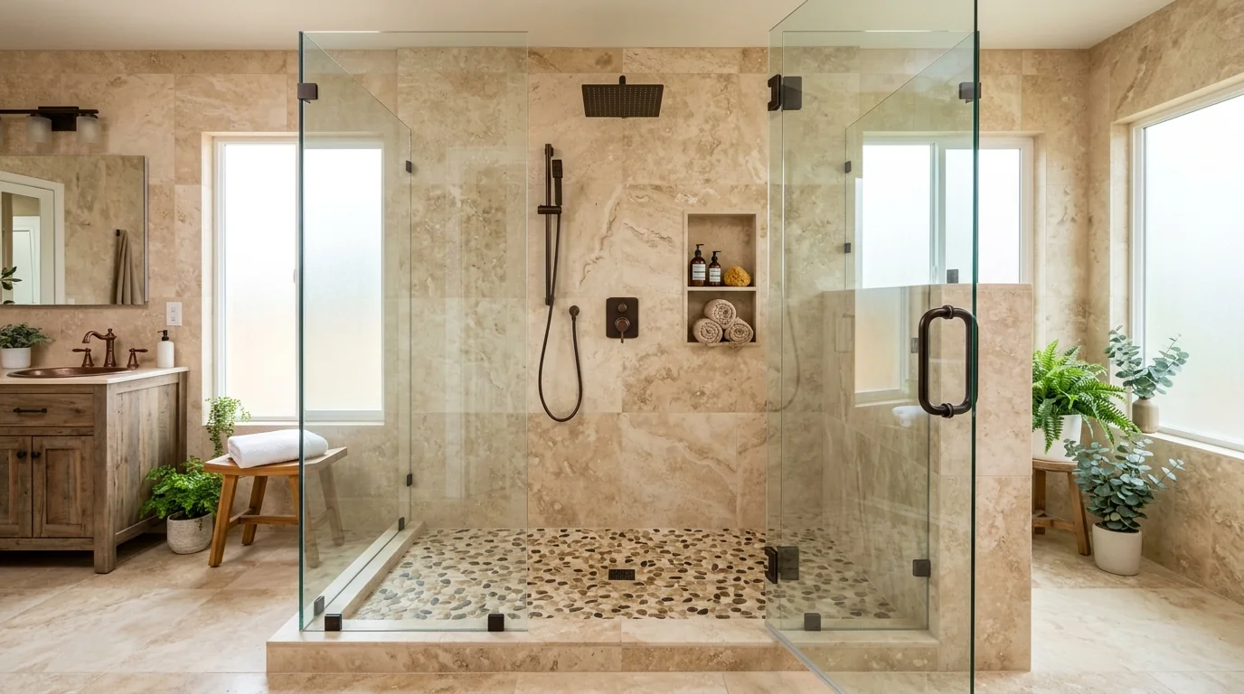 Completed walk in shower project in Conroe, TX by Bath and Shower Remodelers